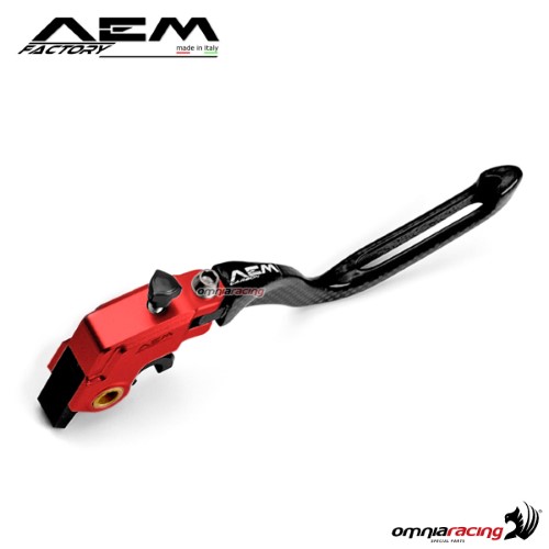 AEM carbon clutch lever for Brembo OEM master cylinder lava red for Ducati Panigale V4/S