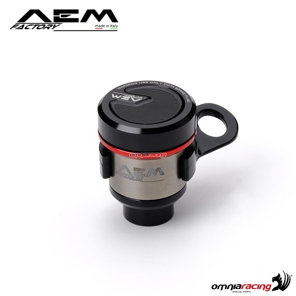 AEM titanium clutch oil reservoir for Brembo OEM master cylinder lava red Ducati Streetfighter 848