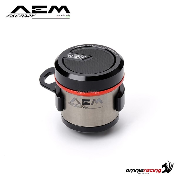 AEM titanium brake oil reservoir for Brembo OEM master cylinder lava red Ducati Streetfighter 848