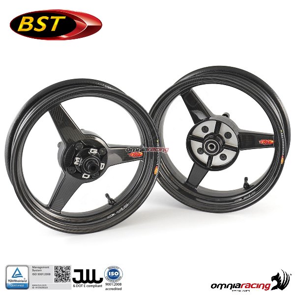 Pair of Carbon Fiber Wheels Bst Black Devil 2 5x12 3 for Kawasaki Z125 Pro - Bv-kaw-z125