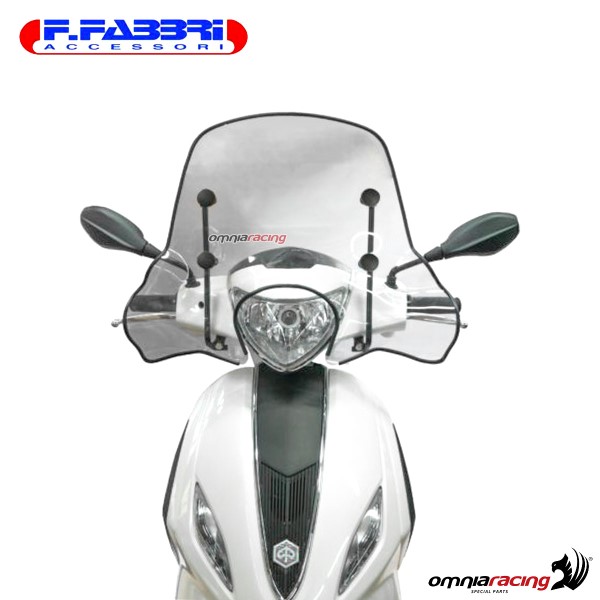 Parabrezza Fabbri trasparente con bordo omologato TUV/ABE per Piaggio FLY 50/100/125/150 2004>2015