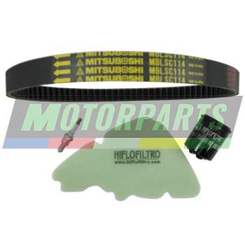 Motorparts Service Kit air filter/oil/spark plug/belt Derbi Sonar 125 2009-2011