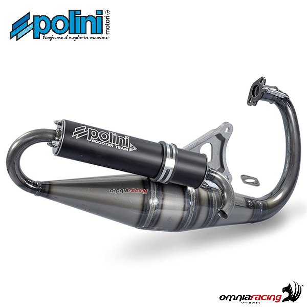 Polini Team 4 full system muffler approved for MBK Booster Spirit 50