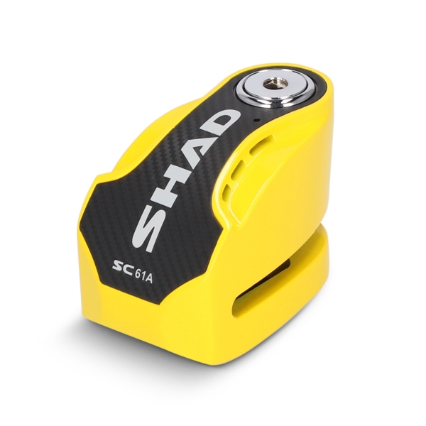 Blocca disco Shad giallo con allarme e perno da 6mm per moto e scooter