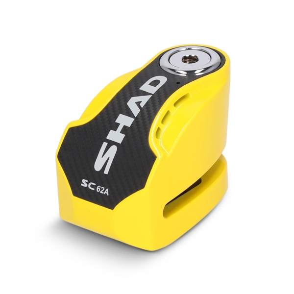 Blocca disco Shad giallo con allarme e perno da 10mm per moto e scooter
