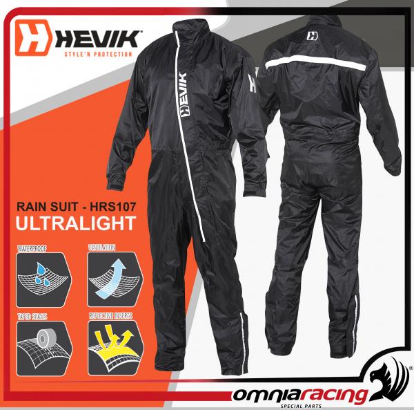 Hevik Ultralight Rain Suit HRS107 Nero Tg. XXL - Tuta Intera Antipioggia Antivento per Moto