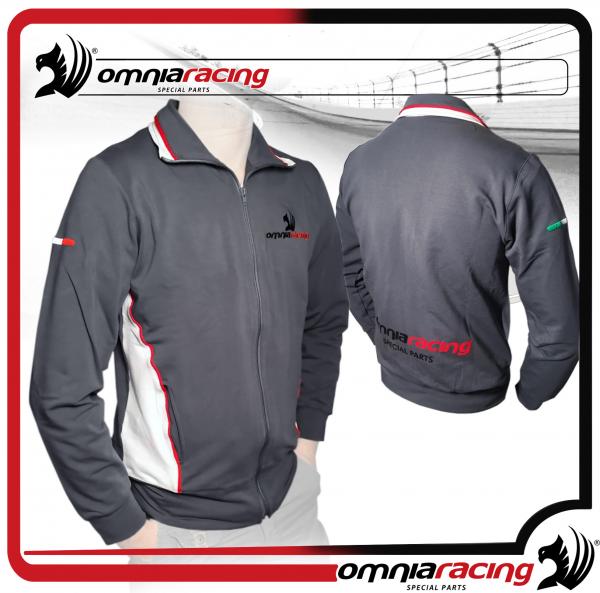 Giubba felpa full zip cotone elasticizzato con logo Omnia Racing Made in Italy taglia M