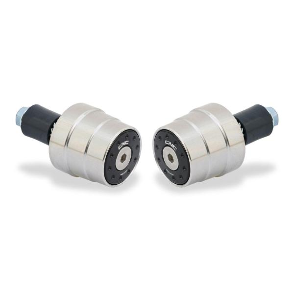 Coppia contrappesi manubrio Inox Bi-color argento/nero CNC Racing universali
