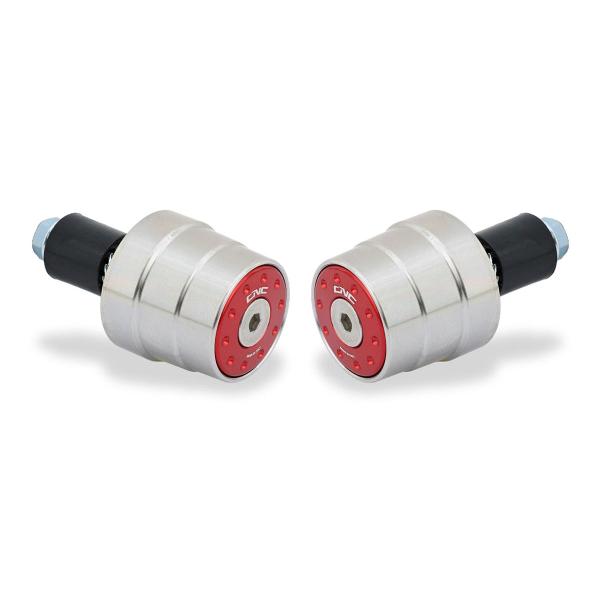 Coppia contrappesi manubrio Inox Bi-color argento/rosso CNC Racing universali