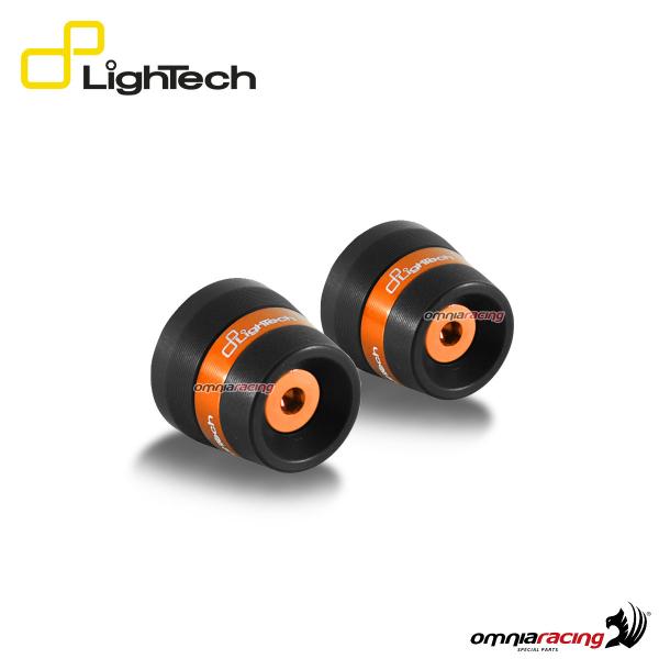 Coppia terminali manubrio Lightech contrappesi universali colore nero con anello arancione