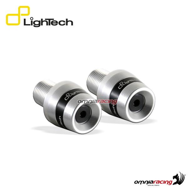 Lightech coppia terminali manubrio contrappesi colore silver con anello nero per Yamaha