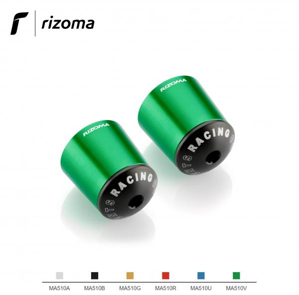 Coppia di terminali manubrio Rizoma contrappesi universali per moto colore verde