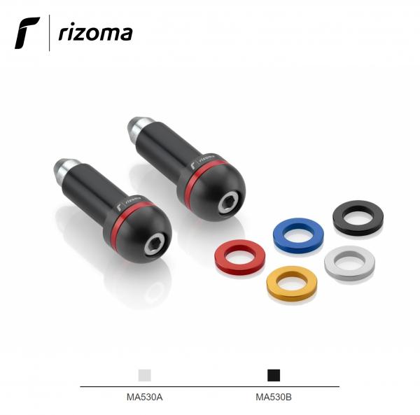 Coppia di terminali manubrio Rizoma Switch contrappesi universali per moto con anelli colorati