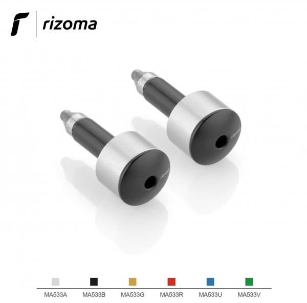 Coppia di terminali manubrio Rizoma contrappesi universali per moto colore argento