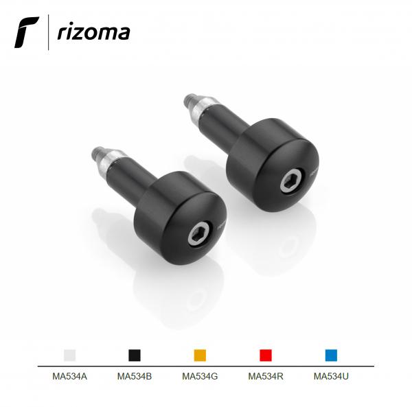 Rizoma pair of handlebar bar-end caps universal for motorcycles black color
