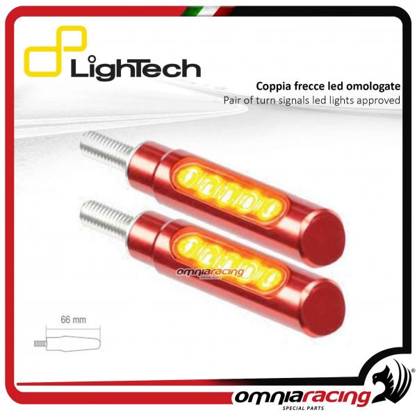 Lightech coppia di indicatori direzione in alluminio led frecce omologate per moto universale rosso