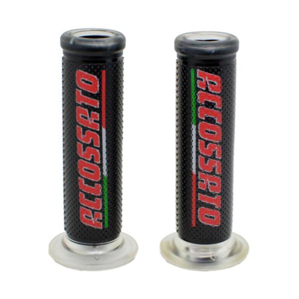 Pair of black gel Accossato racing grips with holes