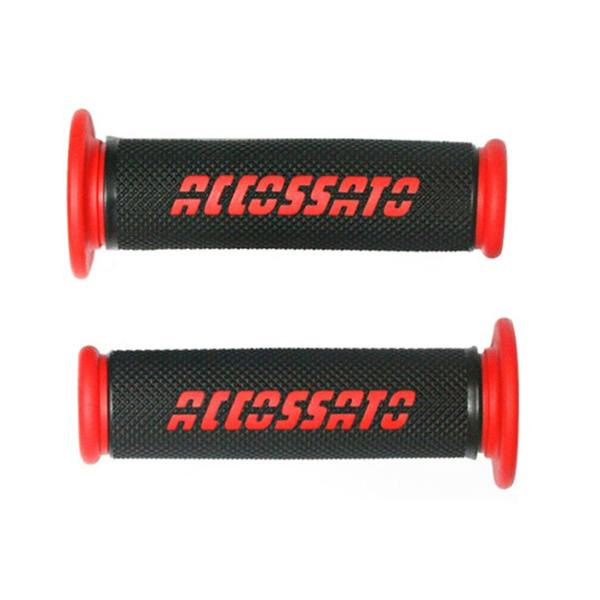 Pair of Accossato racing red thermoplastic rubber grips without holes