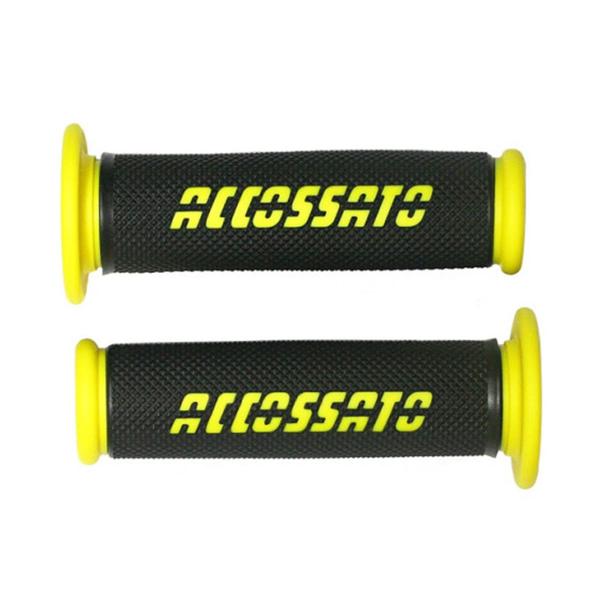 Pair of Accossato racing gold thermoplastic rubber grips with holes
