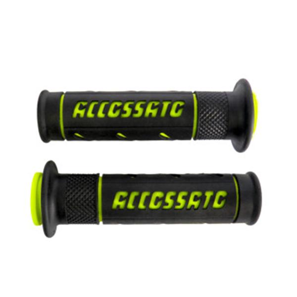 Coppia manopole in gomma bicomponente giallo fluo Accossato forate