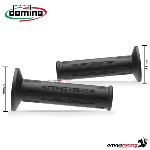Coppia manopole Domino in gomma BMW style diametro della flangia 49/57 mm