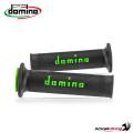 Coppia manopole Domino A010 in gomma nero/verde per moto stradali/racing