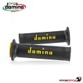 Coppia manopole Domino A010 in gomma nero/giallo per moto stradali/racing