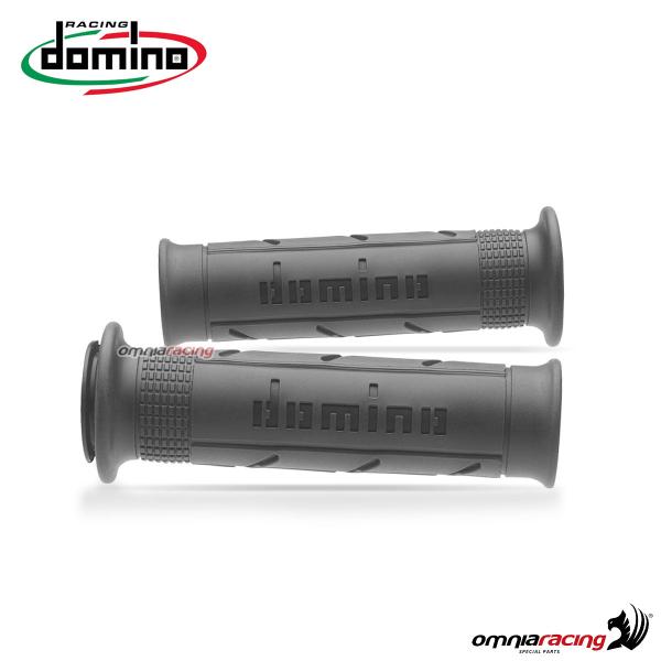 Coppia manopole Domino A250 in gomma antracite/nero per moto stradali/racing