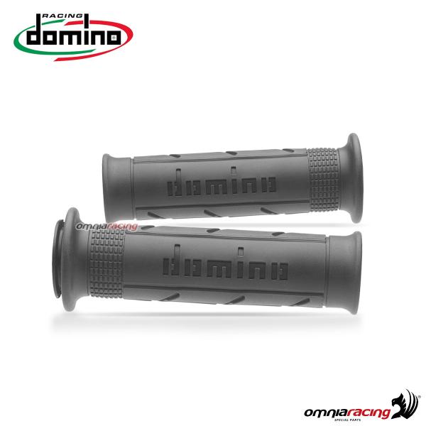 Pair of Domino A250 grips in anthracite/black rubber for street/racing motorcycles