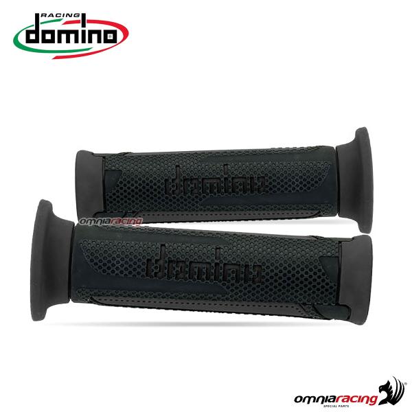 Pair of Domino A350 grips in anthracite/black rubber for street/racing motorcycles