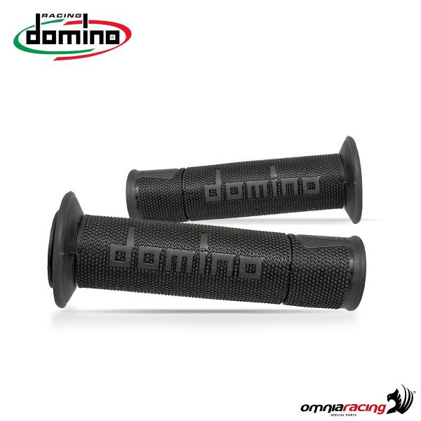 Coppia manopole Domino A450 in gomma antracite/nero per moto stradali/racing