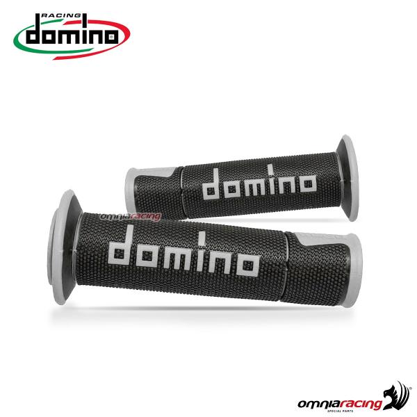 Pair of Domino A450 grips in black/grey rubber for street/racing motorcycles