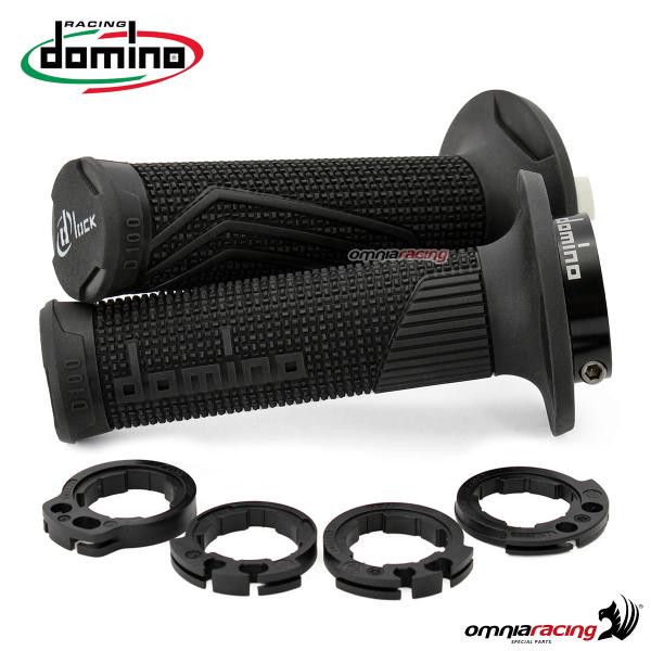 Pair of grips Domino D100 D-Lock in black rubber with pulleys