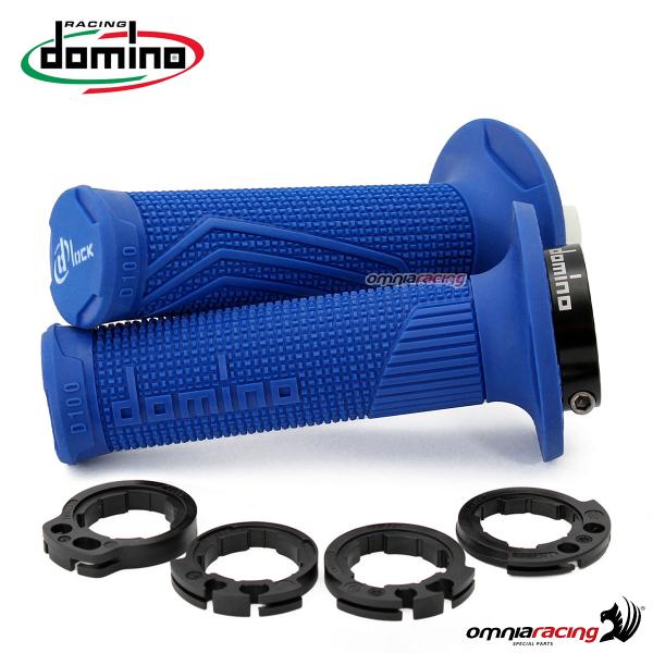 Coppia di manopole Domino D100 D-Lock in gomma colore blu con ghiere