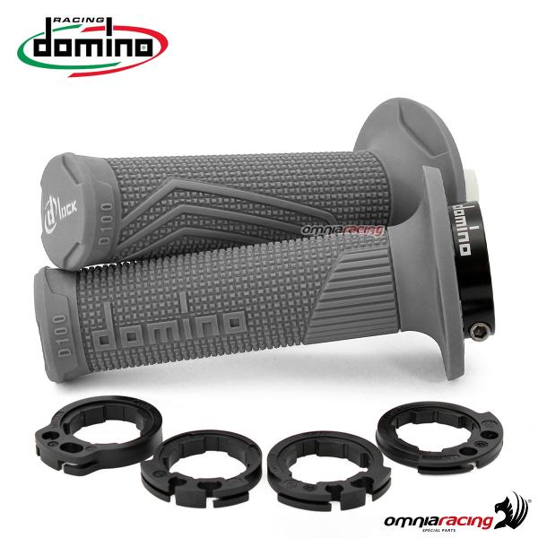Coppia di manopole Domino D100 D-Lock in gomma colore grigio con ghiere