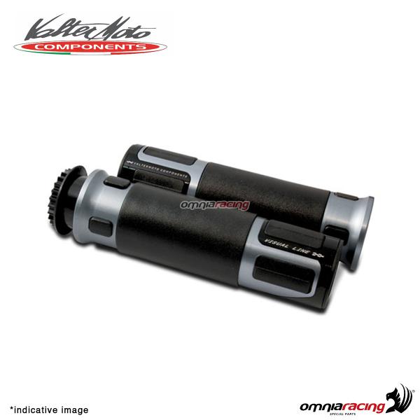 Manopole Valtermoto Top Grip in gomma con finiture in alluminio colore titanio universali