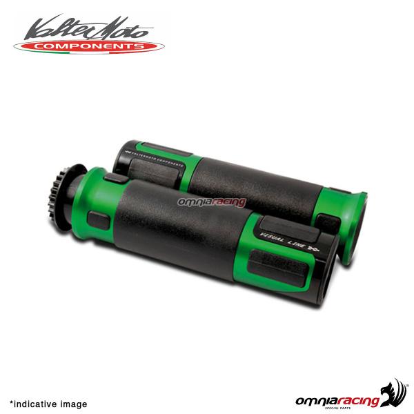 Manopole Valtermoto Top Grip in gomma con finiture in alluminio colore verde universali