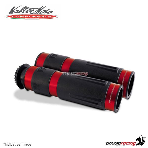 Manopole Valtermoto STREET in gomma con finiture in alluminio colore rosso universali