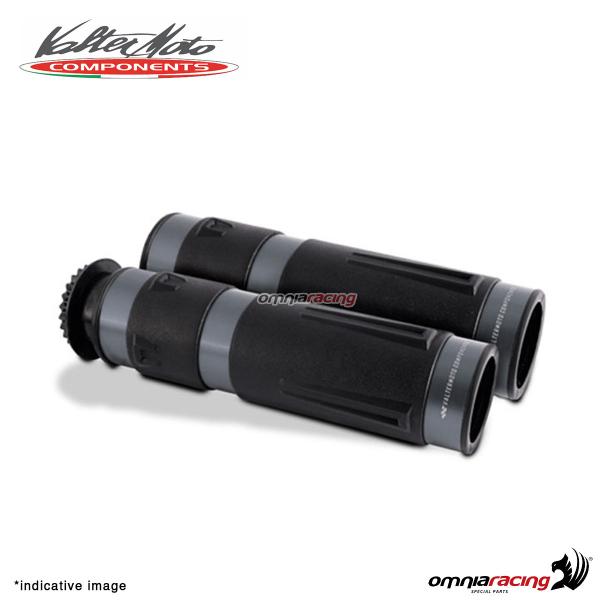 Manopole Valtermoto STREET in gomma con finiture in alluminio colore titanio universali