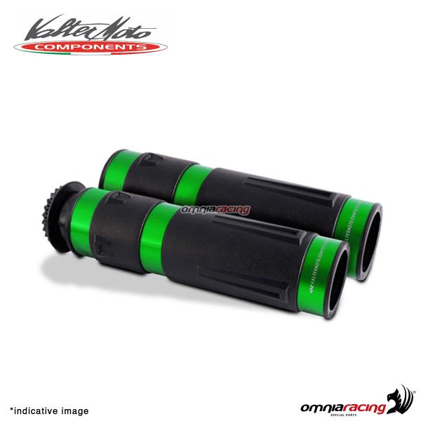 Manopole Valtermoto STREET in gomma con finiture in alluminio colore verde universali