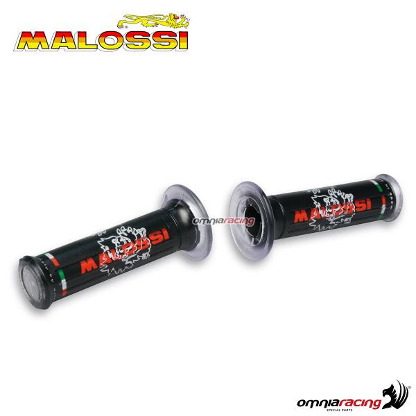 Coppia di manopole Malossi universali in gomma colore nero con loghi