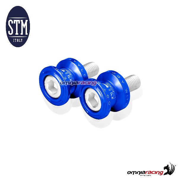Pair of STM swingarm spools M8 blue color