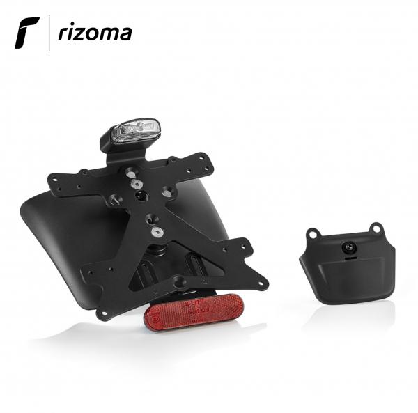 Kit portatarga Rizoma FOX regolabile + luce targa Alluminio nero Vespa GTS300 Hpe Super 2019>