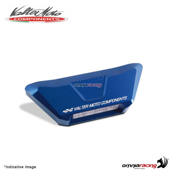 Valtermoto led light for license plate holder in blue aluminum