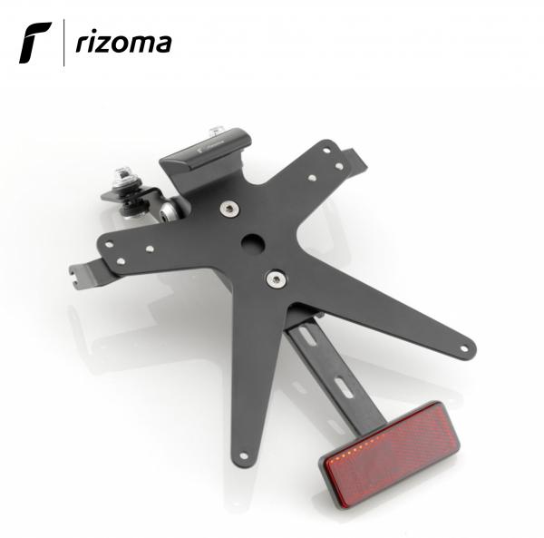 Kit portatarga Rizoma FOX regolabile + luce targa Alluminio anodizzato nero Kawasaki Z750 2007>2014