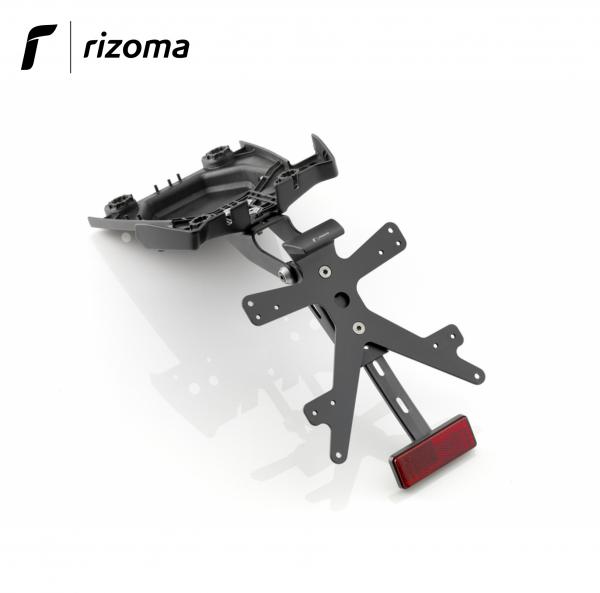 Kit portatarga Rizoma FOX regolabile + luce targa Alluminio nero Ducati Monster 696 / 796 / 1100 Evo