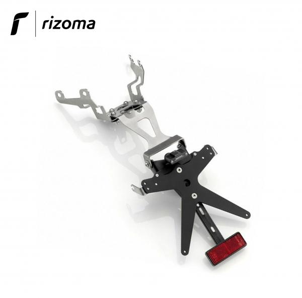 Kit portatarga Rizoma FOX regolabile + luce targa Alluminio nero Triumph Street Triple 675/R 07>12