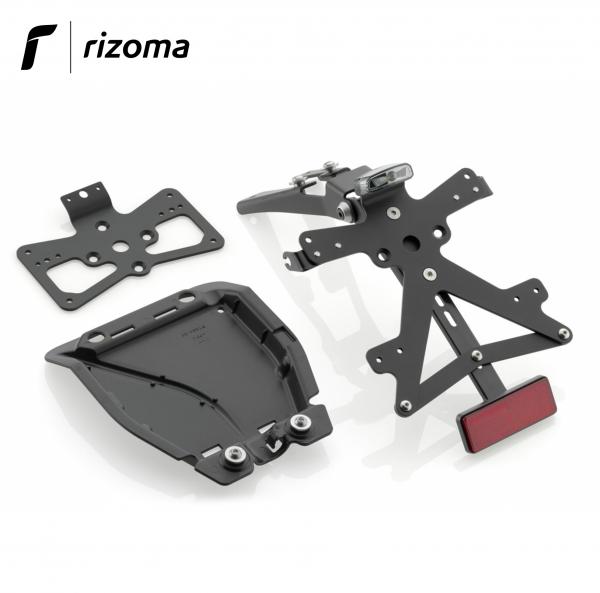 Kit portatarga Rizoma FOX regolabile + luce targa Alluminio nero Triumph Thruxton 1200 2016>