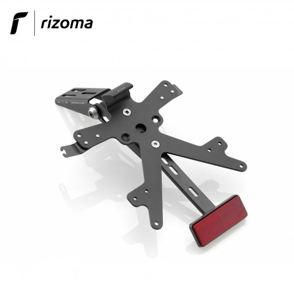 Kit portatarga Rizoma FOX regolabile + luce targa Alluminio nero Aprilia RSV4 R/Factory 2009>2015