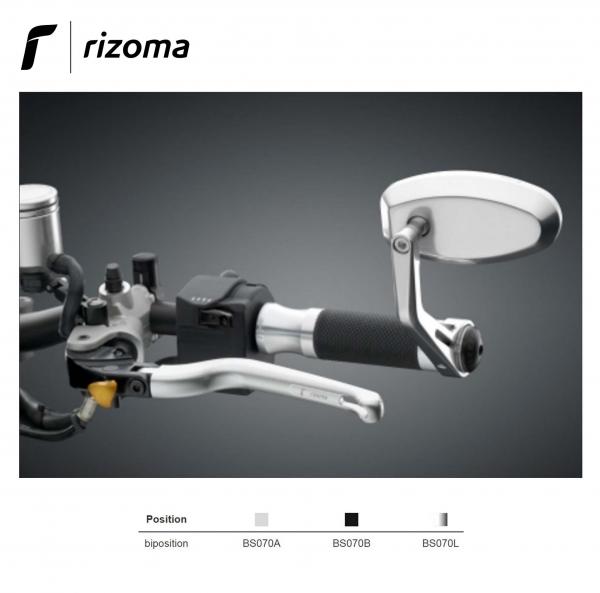 Rizoma "Reverse Retro" SPORT - Specchietto biposizione / Specchio retrovisore da manubrio lucido